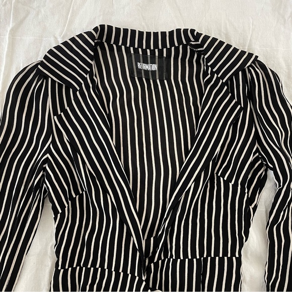 Reformation Salem Striped Crepe Wrap Dress - Picture 7 of 13